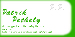 patrik pethely business card